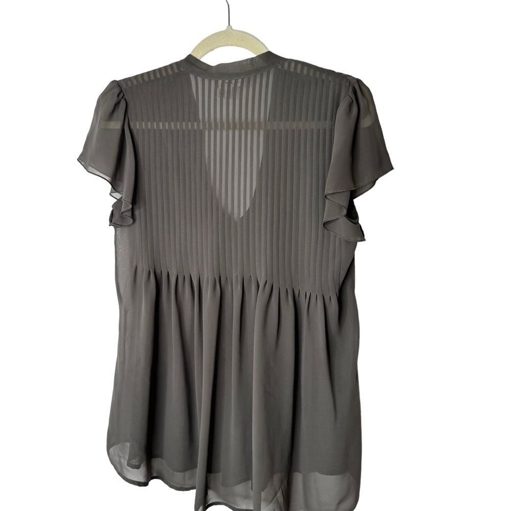Joie Sheer Pleated Front Tie Grey Babydoll Blouse XS - Picture 3 of 4
